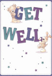 Radiating warmth and playful optimism, this get well card is a delightful visual embrace from West Harrow. Two irresistible characters-a fuzzy teddy bear and a lively pup with soulful eyes-appear to leap from the crisp, cream-toned background, their paws joyfully balancing the bold, multicoloured 'Get Well' message. Indigo and teal letters offer a gentle vibrancy, reminiscent of the rich floral arrangements often created by skilled hands in local West Harrow shops. Scattered throughout, twinkling blue and purple stars evoke the kind of whimsical hope one feels watching dusk settle over parkland pathways. The detail in the illustrated fur is striking-you can nearly feel the tender softness of the bear's plush body and the silky comfort of the puppy's floppy ears, inviting a sense of childlike reassurance. More than just a card, it's an emotional salve ready to be sent to friends or loved ones across West Harrow, perfect for anyone in recovery needing a tangible reminder of kindness, encouragement, and the restorative power of heartfelt wishes.